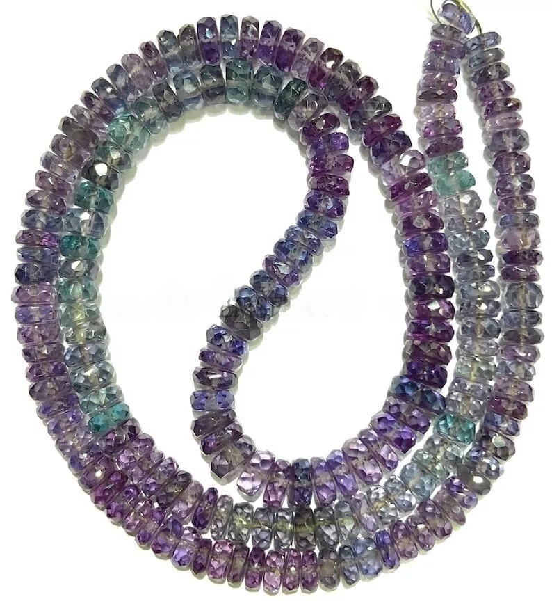 Color Changing Alexandrite Rondelle Faceted Beads AAA+ Gemstone, 5-6mm 18 Inches