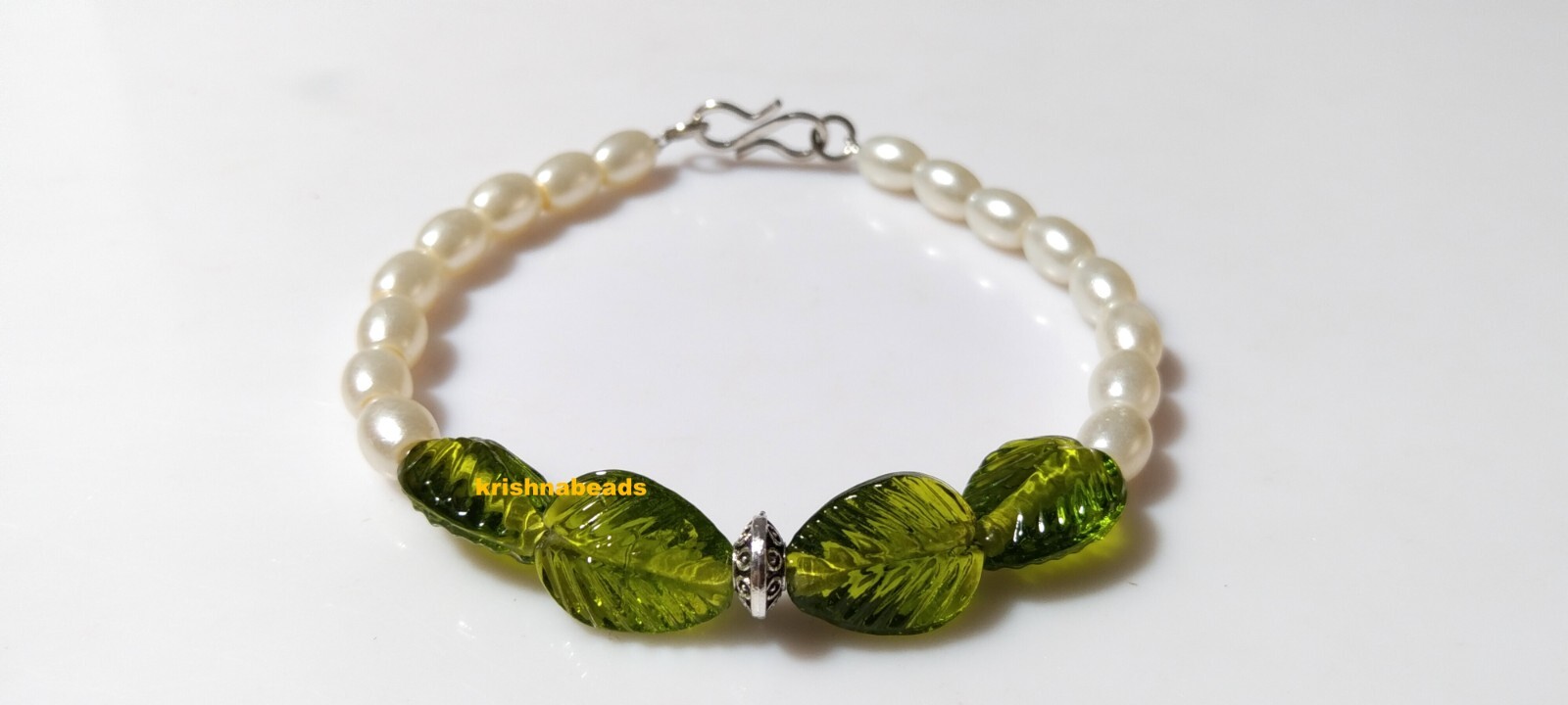 PEARL BERYL & PERIDOT HYDRO LEAF CARVED PEAR 11-14MM 7″INCH BRACELET BEADS