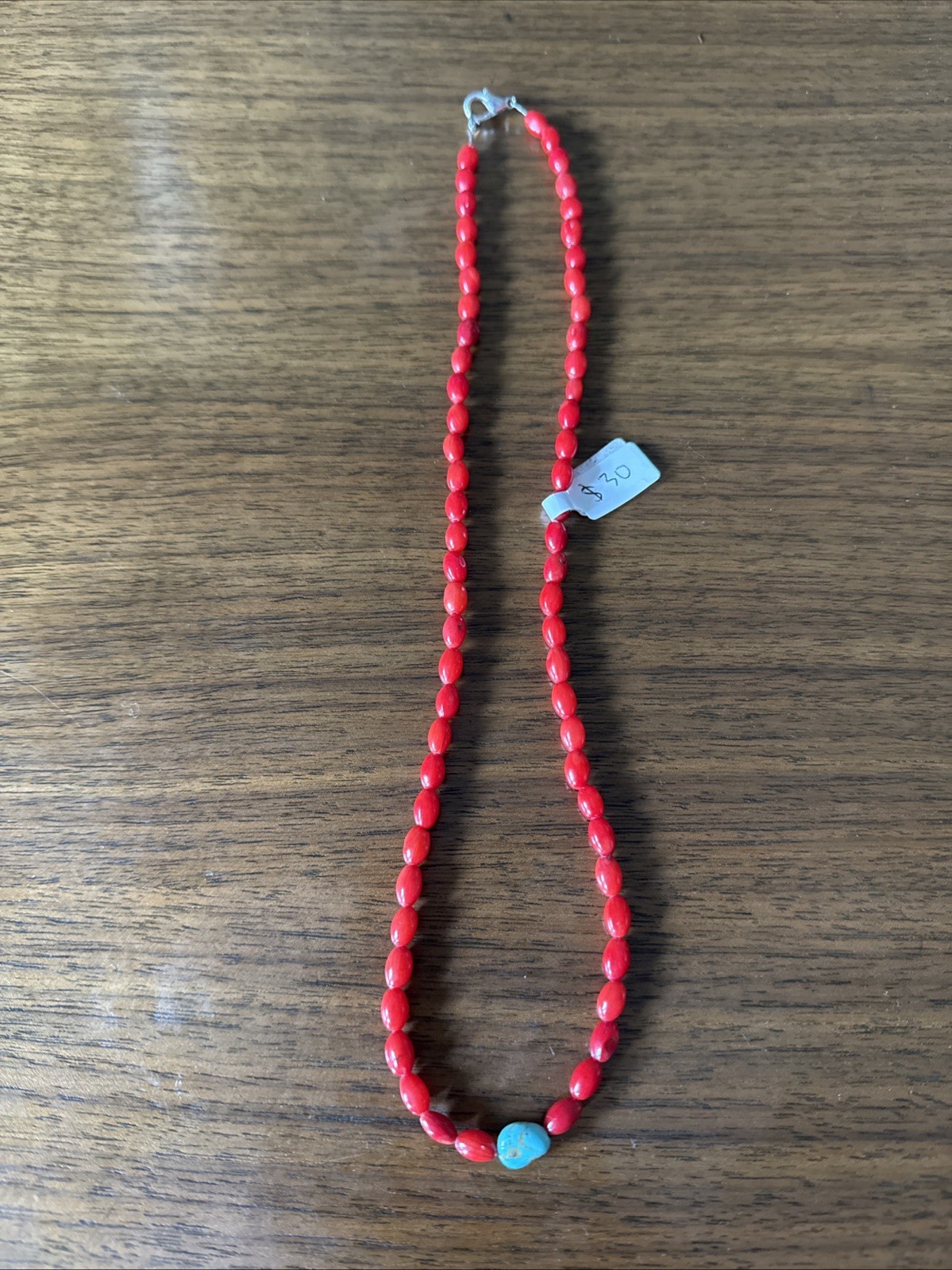 Handmade Coral And Kingman Turquoise Necklace Approx 21”
