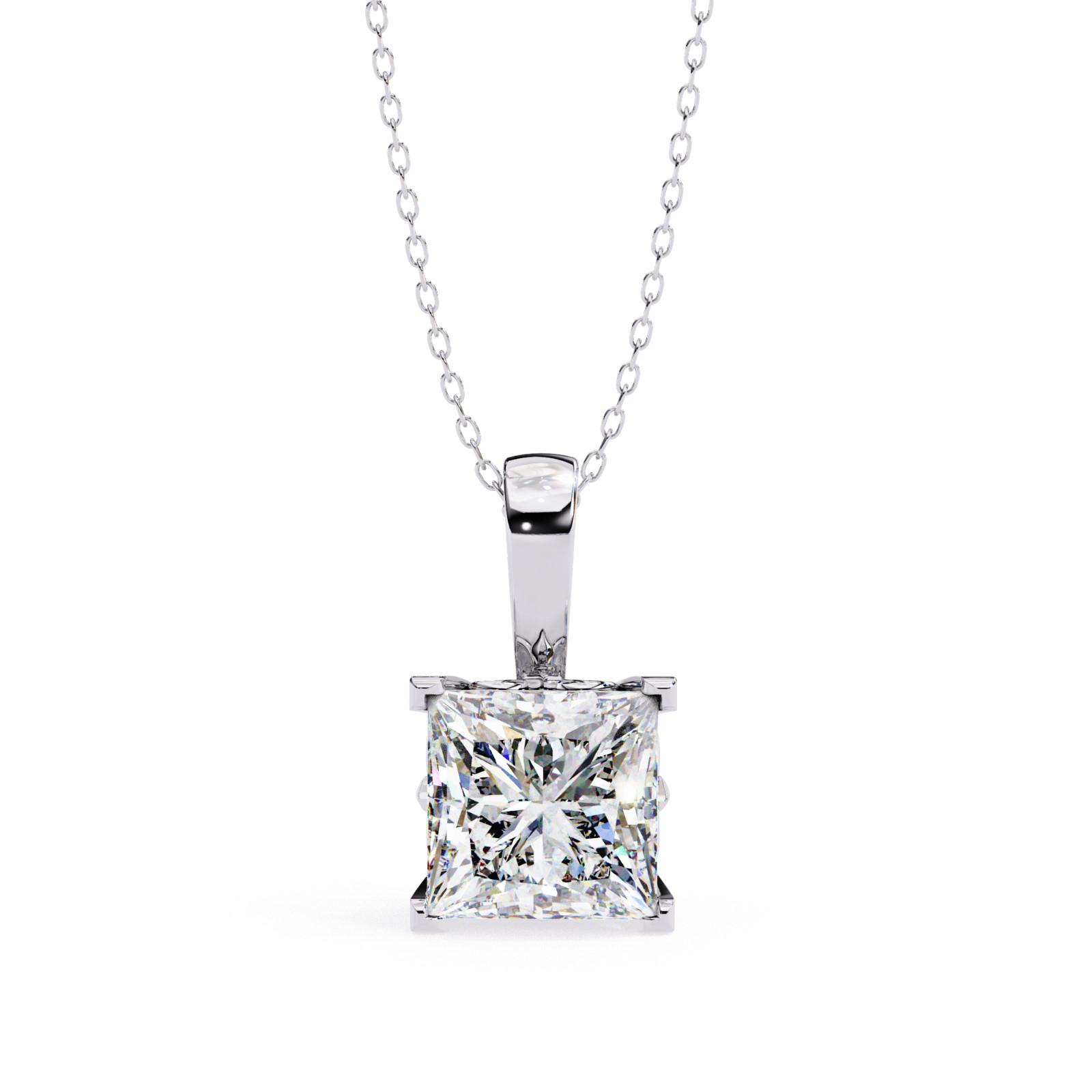 Beautiful Princess Diamond Pendant Made In 14 KT Gold Studded With Lab Created