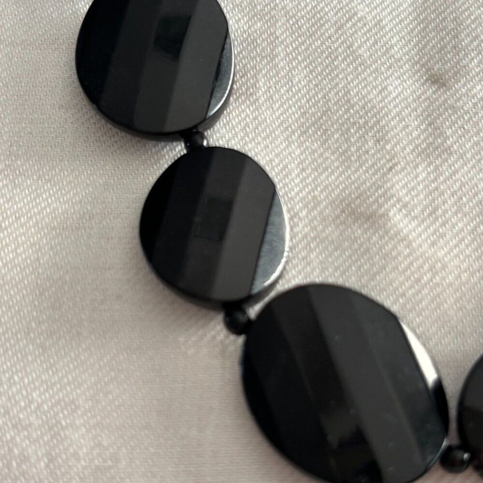 Liz & Co Black Faceted Resin Bead Statement Necklace Gunmetal Chain