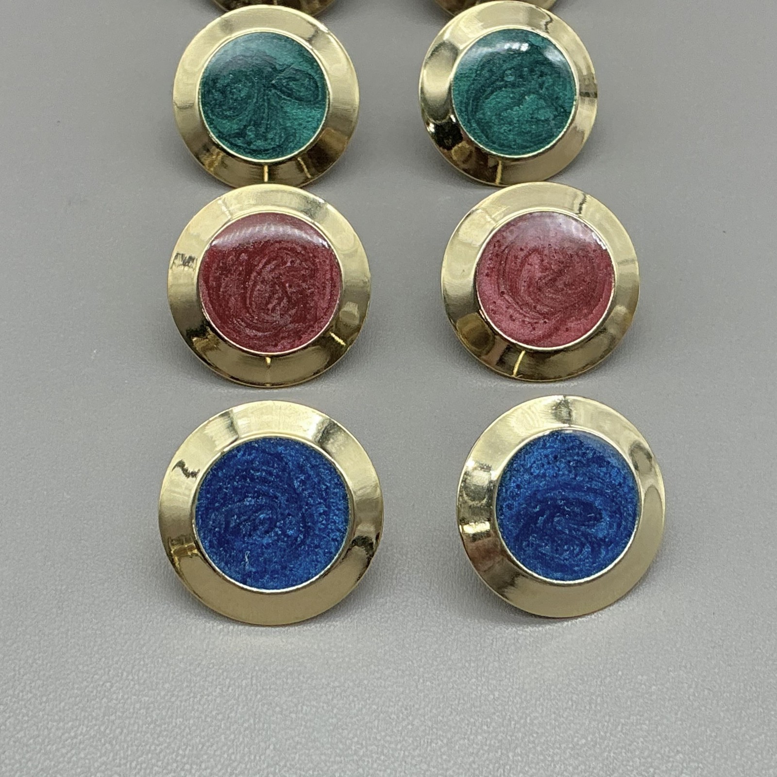 Earrings 4 Pair Gold Tone Multicolor Round Stud Womens Fashion Jewelry 3/4″