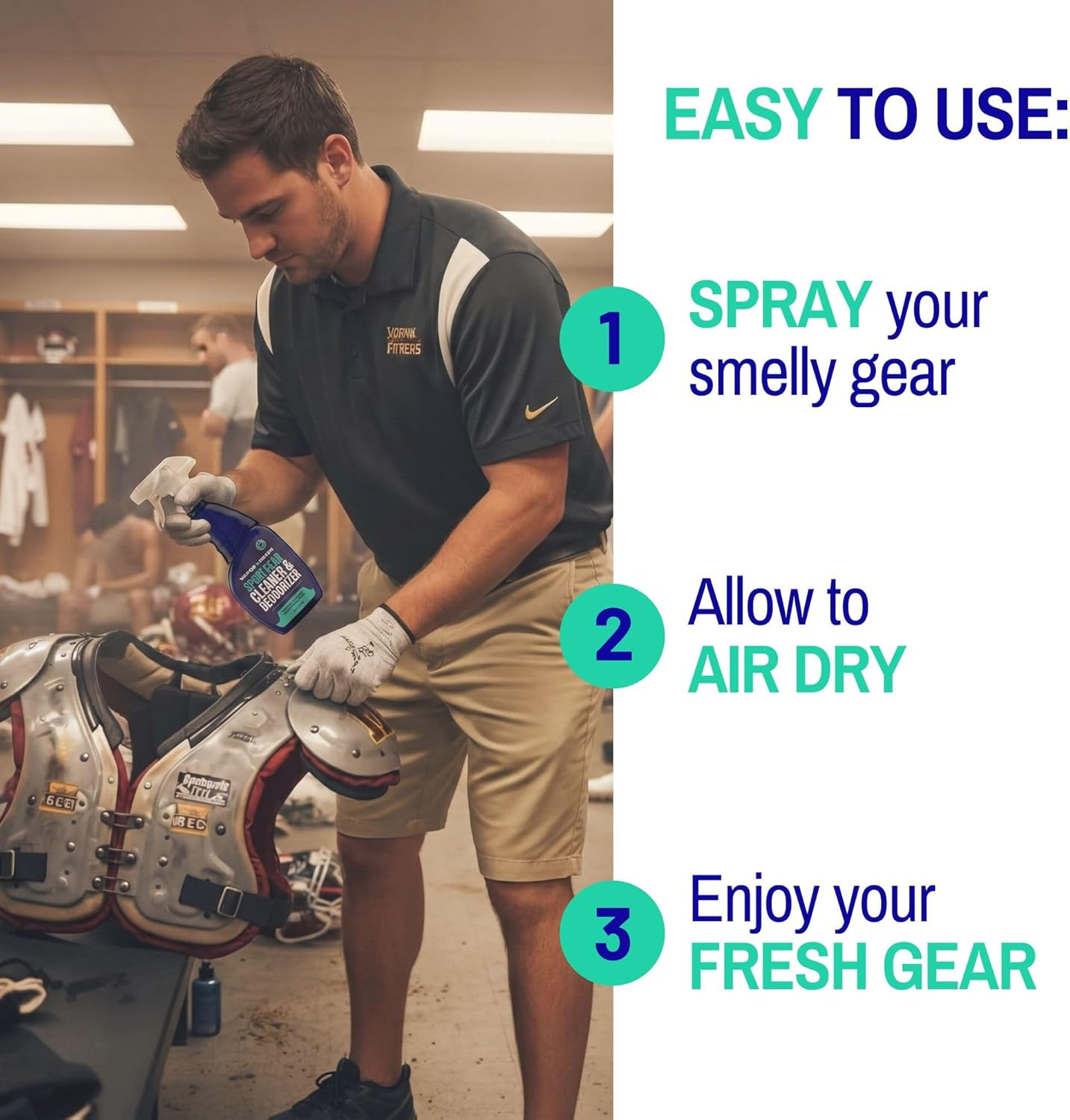 Sports Cleaner and Deodorizer – for Boxing Gloves, Sports Pads, Helmets, Gym Bag