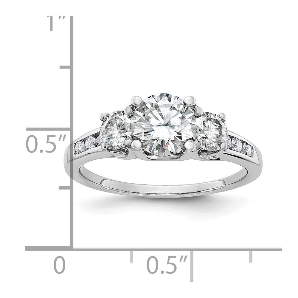 14k White Gold 1.50ct. Round Cut Moissanite Fancy Engagement Ring Size 7