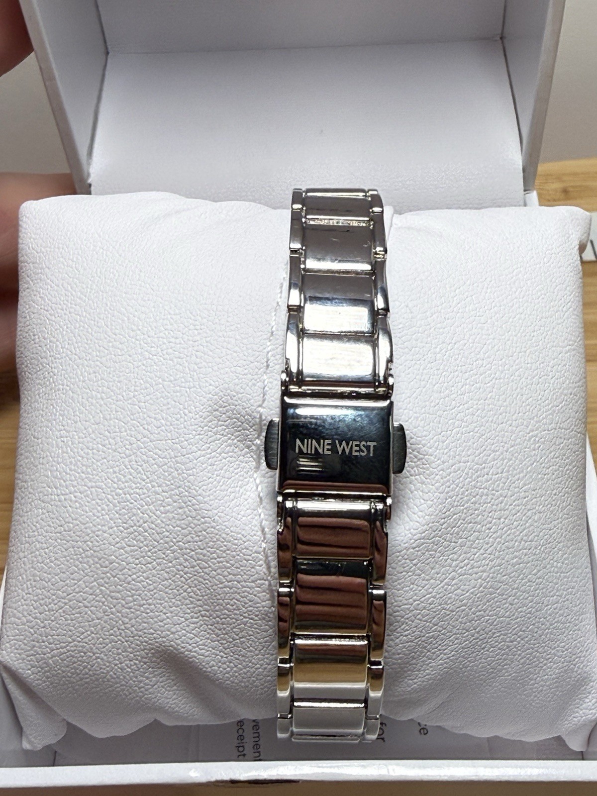 Nine West Womens Quartz Watch Pink Silver Glitter Dial