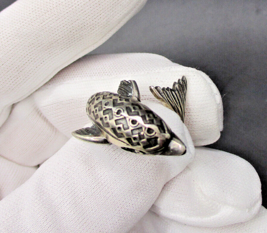 Silver Ring FISH 925 Sterling Designer Handmade Master Hallmarked RG 53