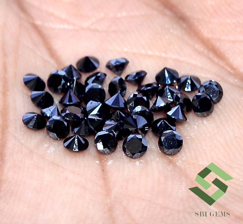 2.50 mm Natural Black Diamond Round Cut Lot 10 Pcs 0.76CTS Calibrated Loose Gems