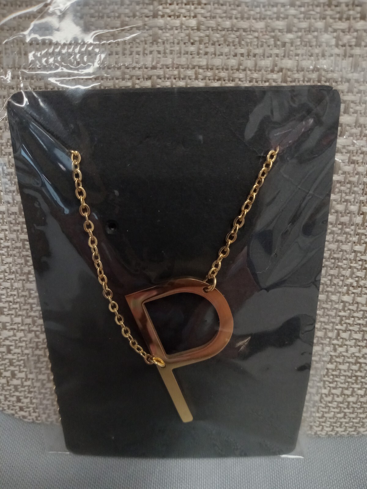 22″ Sideways Initial Letter 18K plated Stainless necklace Gold large charm penda