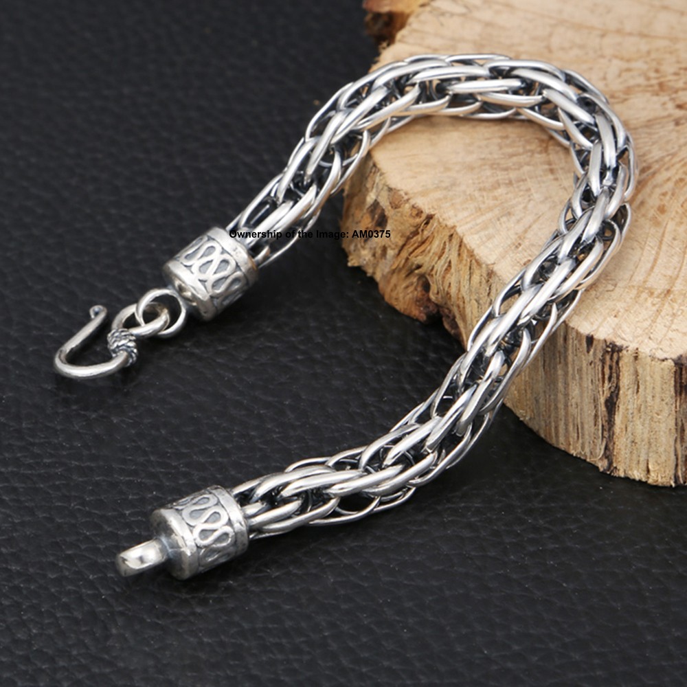 Pure 925 Sterling Silver 9mm Oval Link Chain Round Men’s Bracelet 7.5-8.66inch