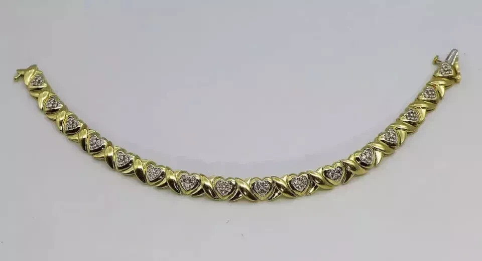 8 Ct Round Simulated Diamond 925 Yellow Sterling Silver Lovely Tennis Bracelet