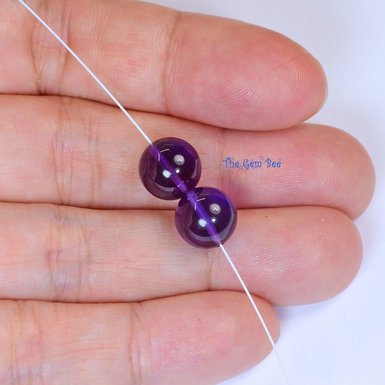 9mm Fine Gem African Purple Amethyst Smooth Sphere Round Rondelle Beads PAIR (2)
