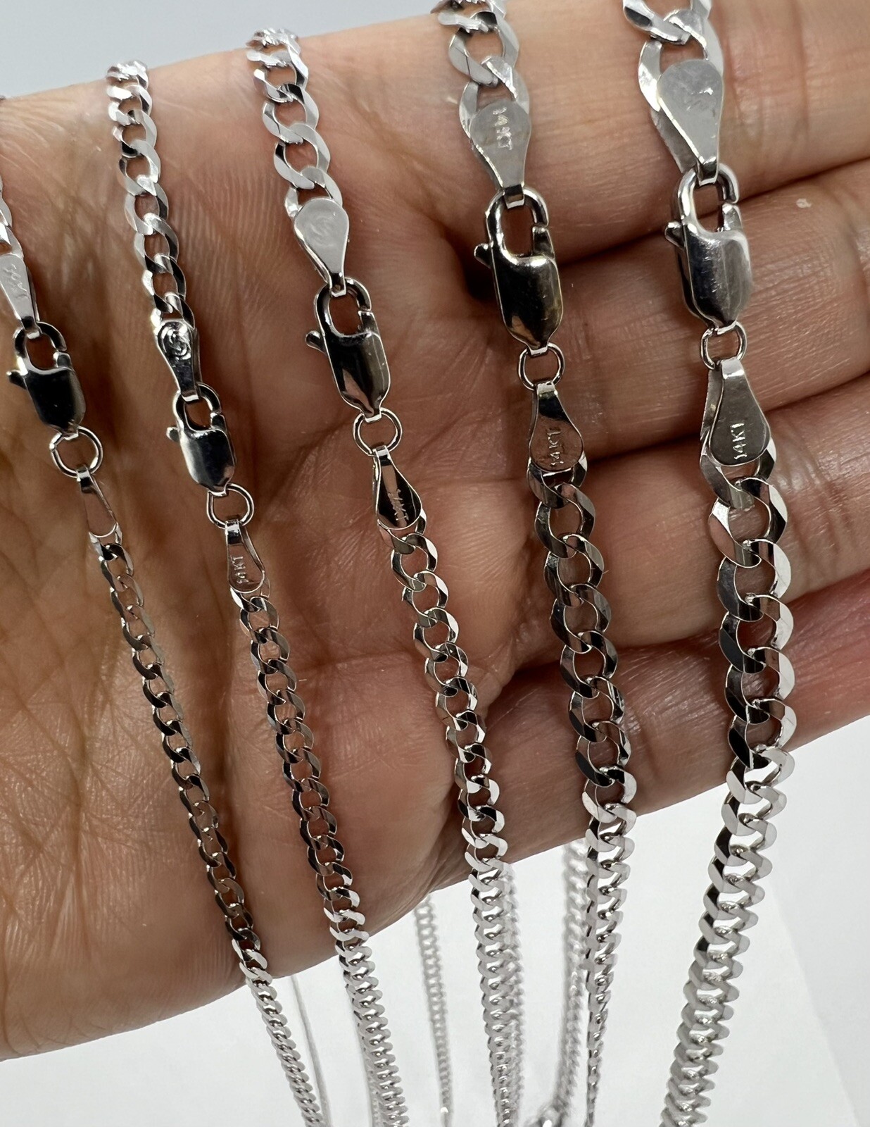 14k Gold white gold cuban link chain Men’s women’s necklace 2.2mm- 5.7mm 16″-30″