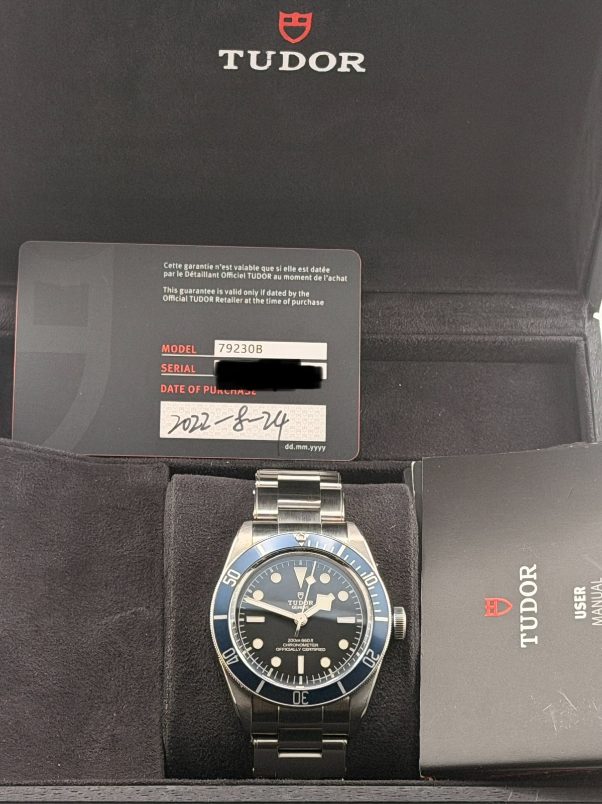 2022 Tudor Black Bay 79230B 41mm Blue Bezel Box Papers Warranty 8/2027