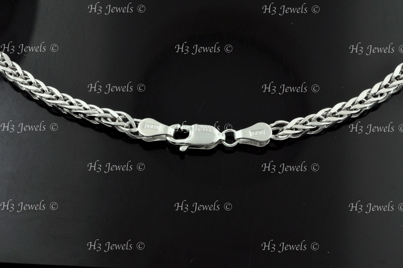 6.50 grams 14k solid white gold foxtail wheat chain necklace 18 inches #7574