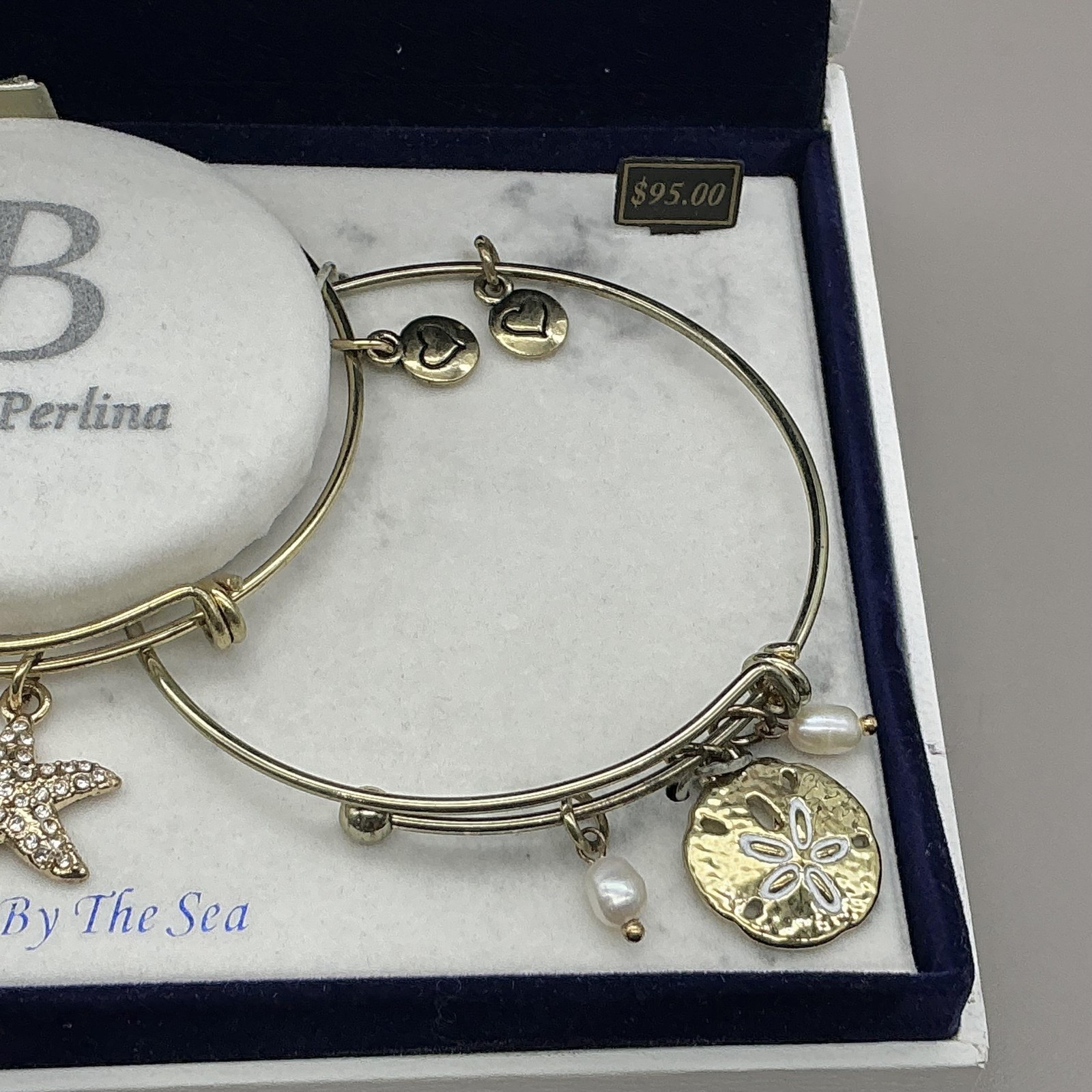 Bella Perlina Bracelet Set Of 3 Gold Tone Sea Life Charm Bangle Womens Jewelry