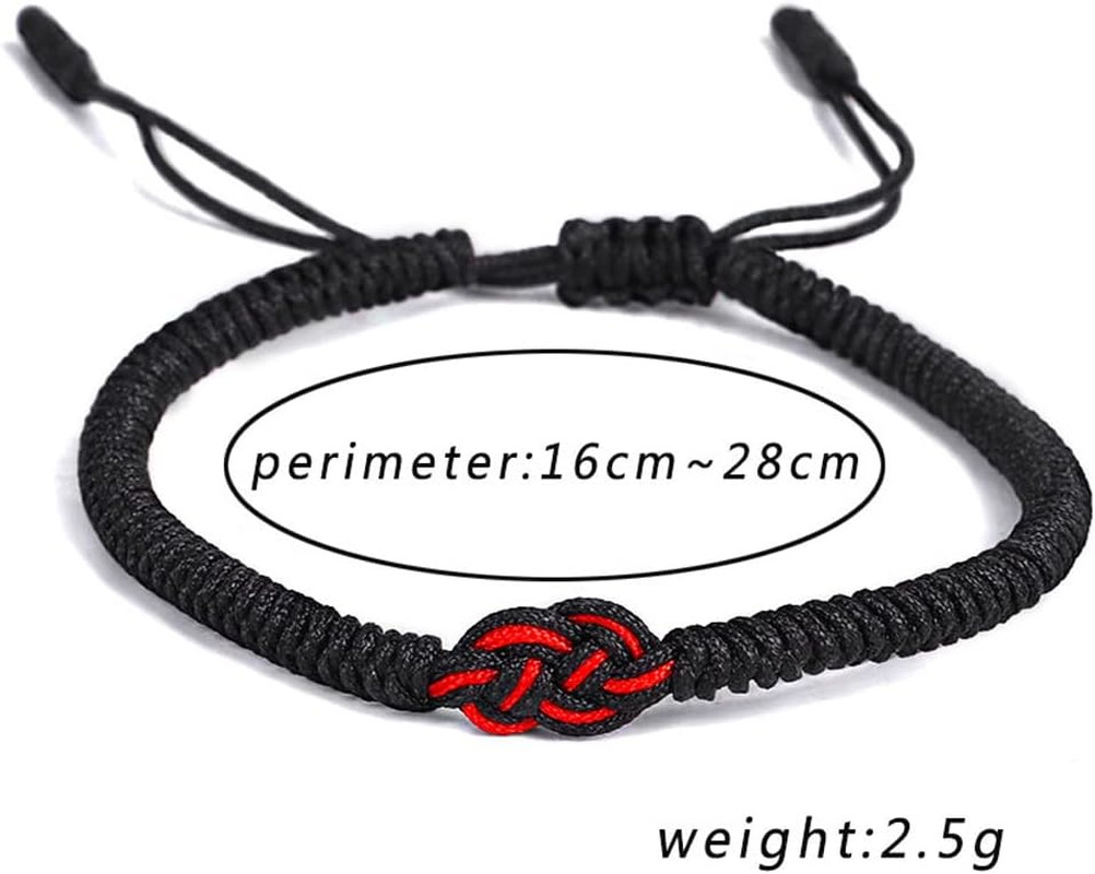 2 Pcs Braided Couple Bracelets Black Red String Knot Adjustable BFF Jewelry