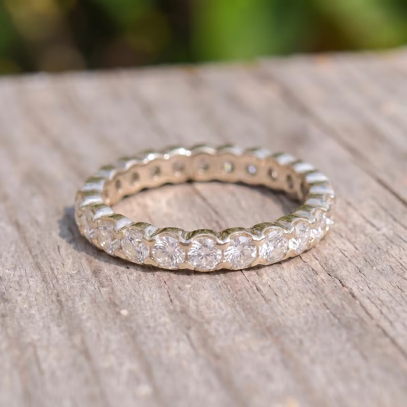Stunning 2.20 Ct Certified White Diamond Band Ring, Great Shine & Luster