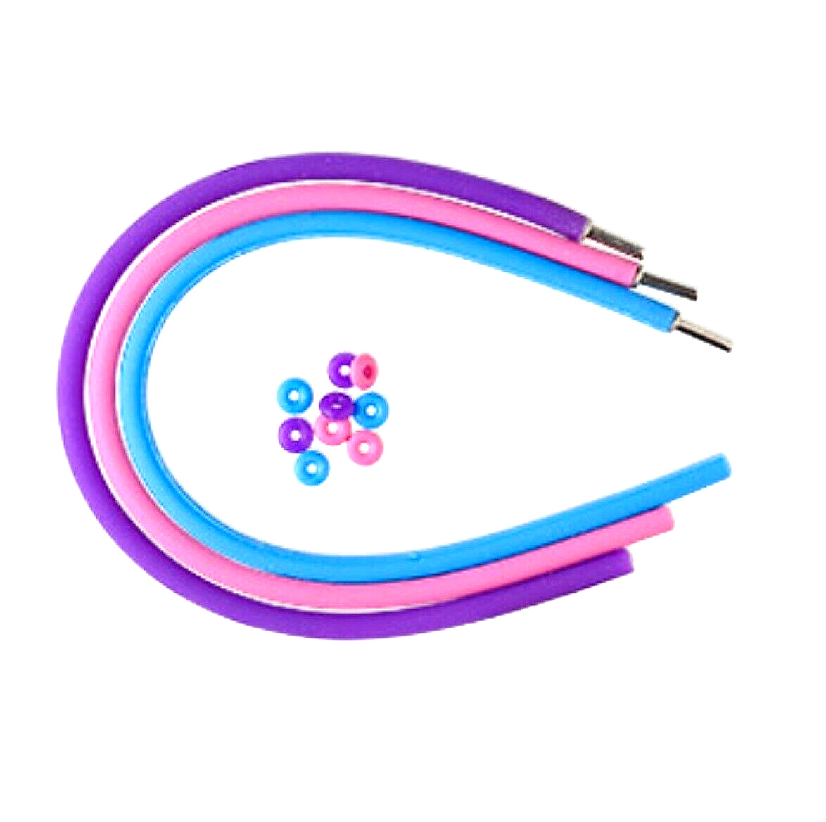 3 Silicone Cord Stainless Steel 7.5 Inches Purple Pink Blue 4mm Bracelet Bases