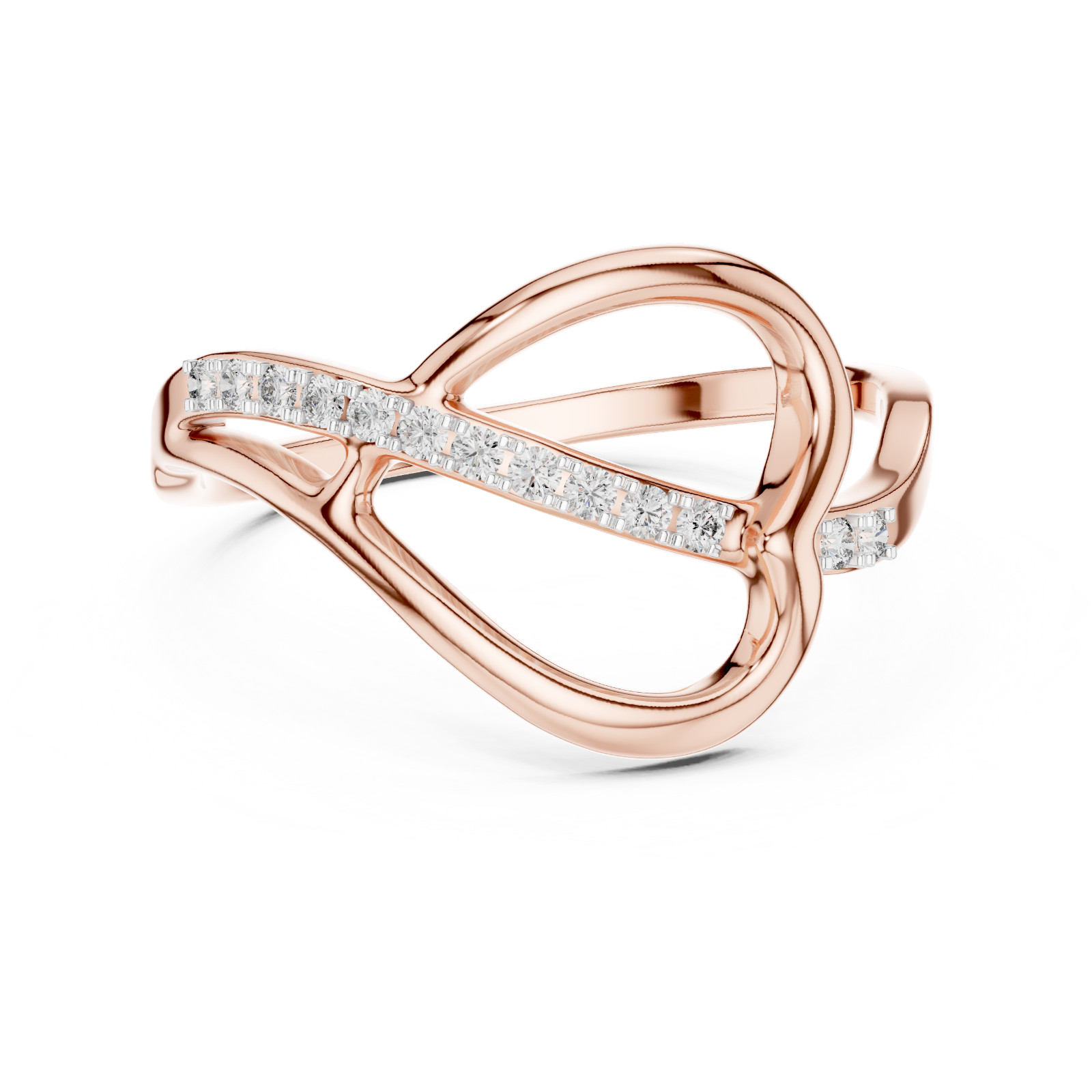 Natural Certfied Round Diamond Lovely Petite Twist Anniversary Ring 925 Silver