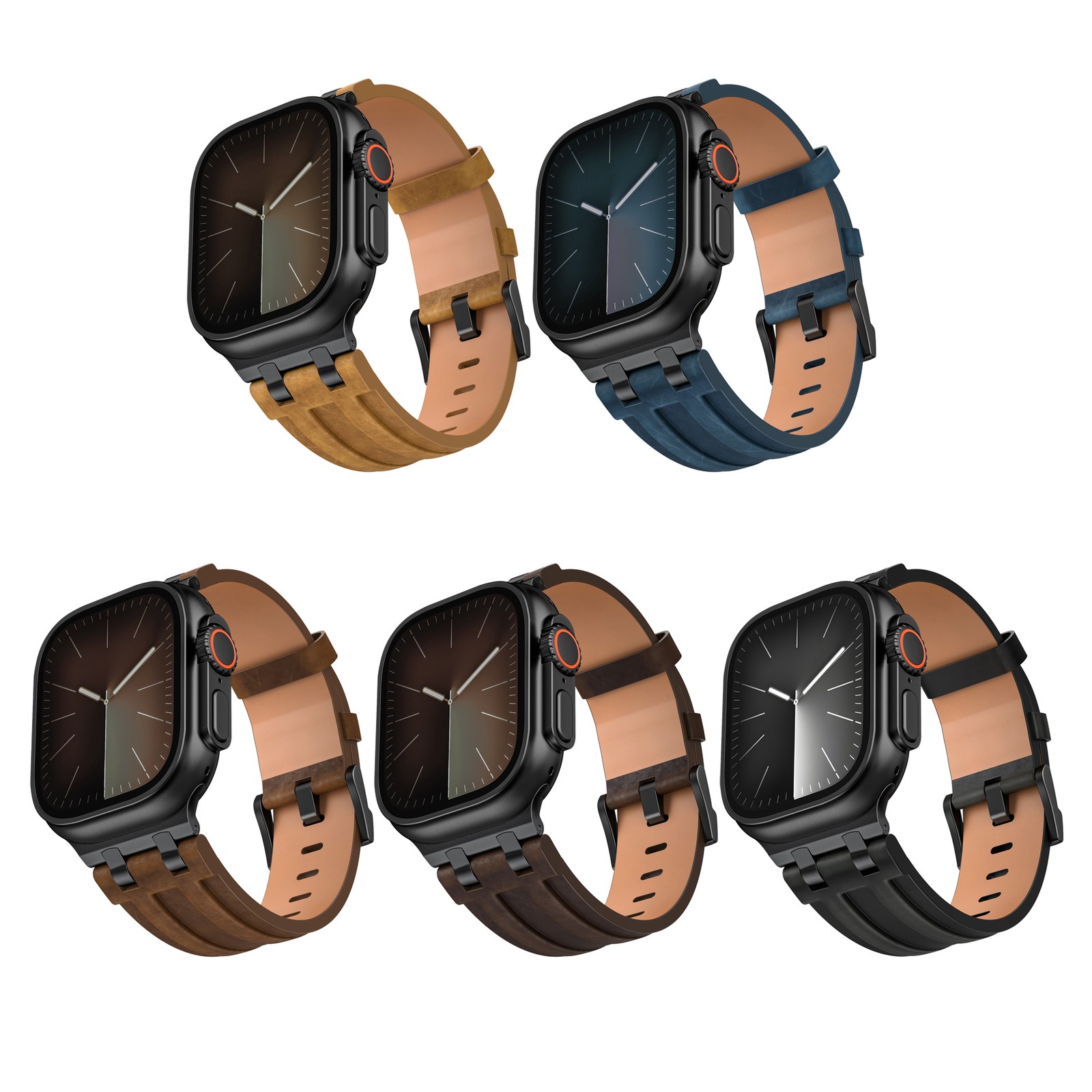 Leather Band for Apple Watch Ultra 49mm 46mm 45mm 44mm 42mm Replacement Strap