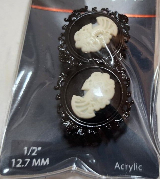 Spencers Pierced Nation Gauges Black White Lady Head Acrylic 1/2″ 12.7MM New