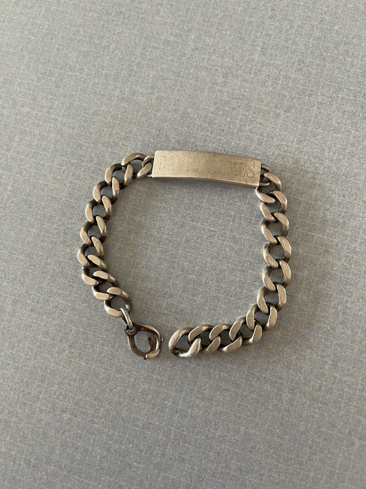 HEAVY 40G VINTAGE 1970s CURB 925 STERLING SILVER BRACELET 8-3/4” ID NAMEPLATE