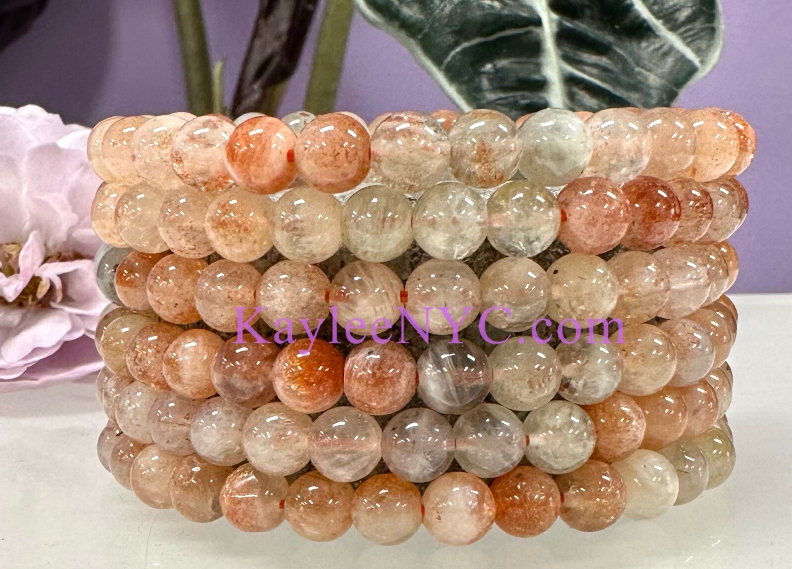 Wholesale 6Pcs Natural Arusha Sunstone 6mm 7.5” Crystal Healing Stretch Bracelet