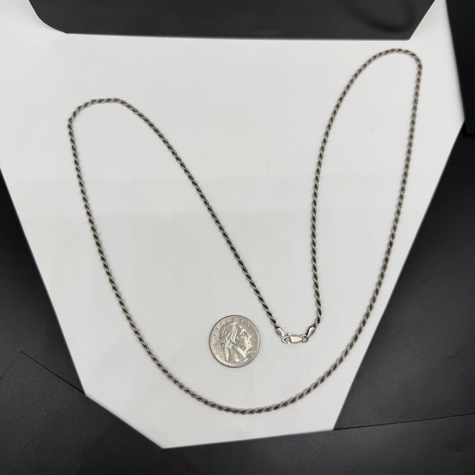 Nice Vintage SXI Italy Sterling Silver 2.4mm Rope Chain 30″ XL Necklace 15.1g