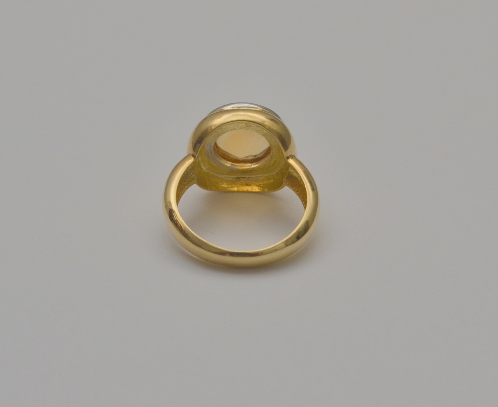18K Yellow White Gold 10mm Round Cabochon Topaz Ring 8.4 Grams Size 6.75 DR5 lot