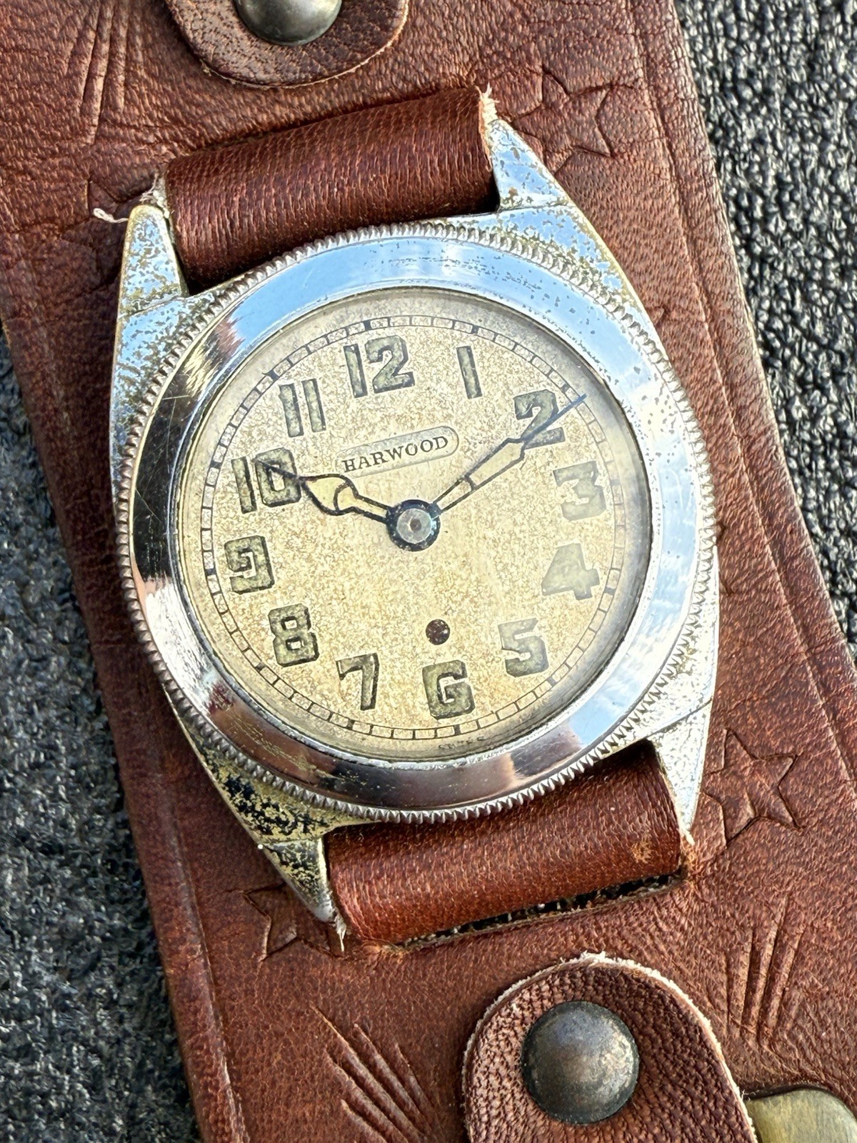 Rare Vintage 1920s Harwood Bumper Automatic 15J 30mm Watch Estate Sale Runs