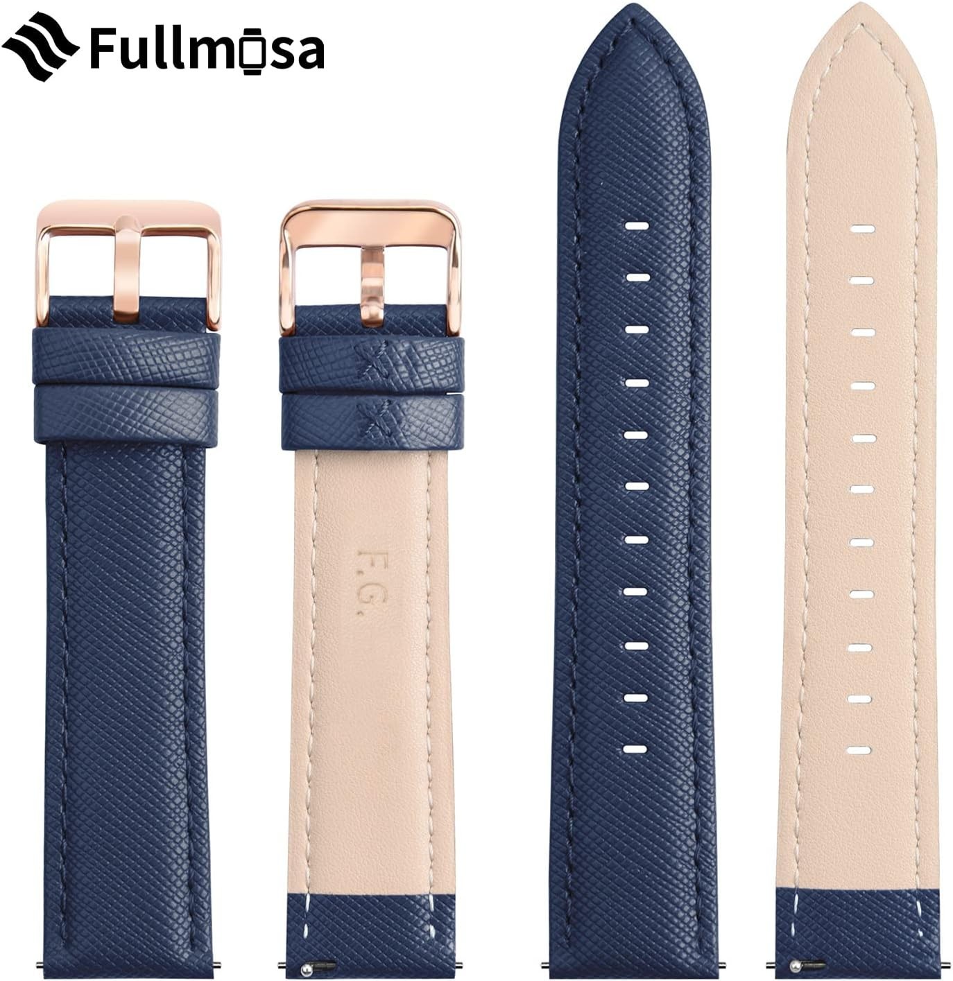Fashionable 18mm Dark Blue Leather Watch Band for Smart and Traditional Watches