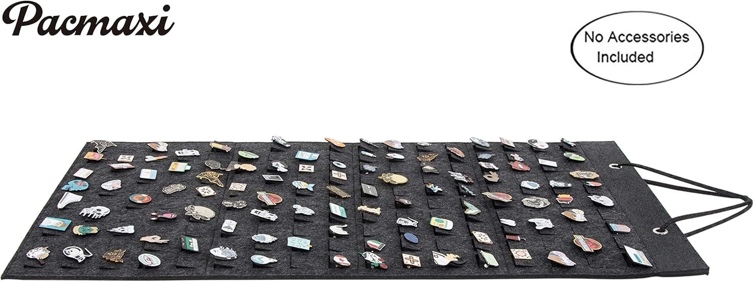 Unique Brooch Collection Display – Holds 96 Pins, Ideal for All Ages, Dark Gray