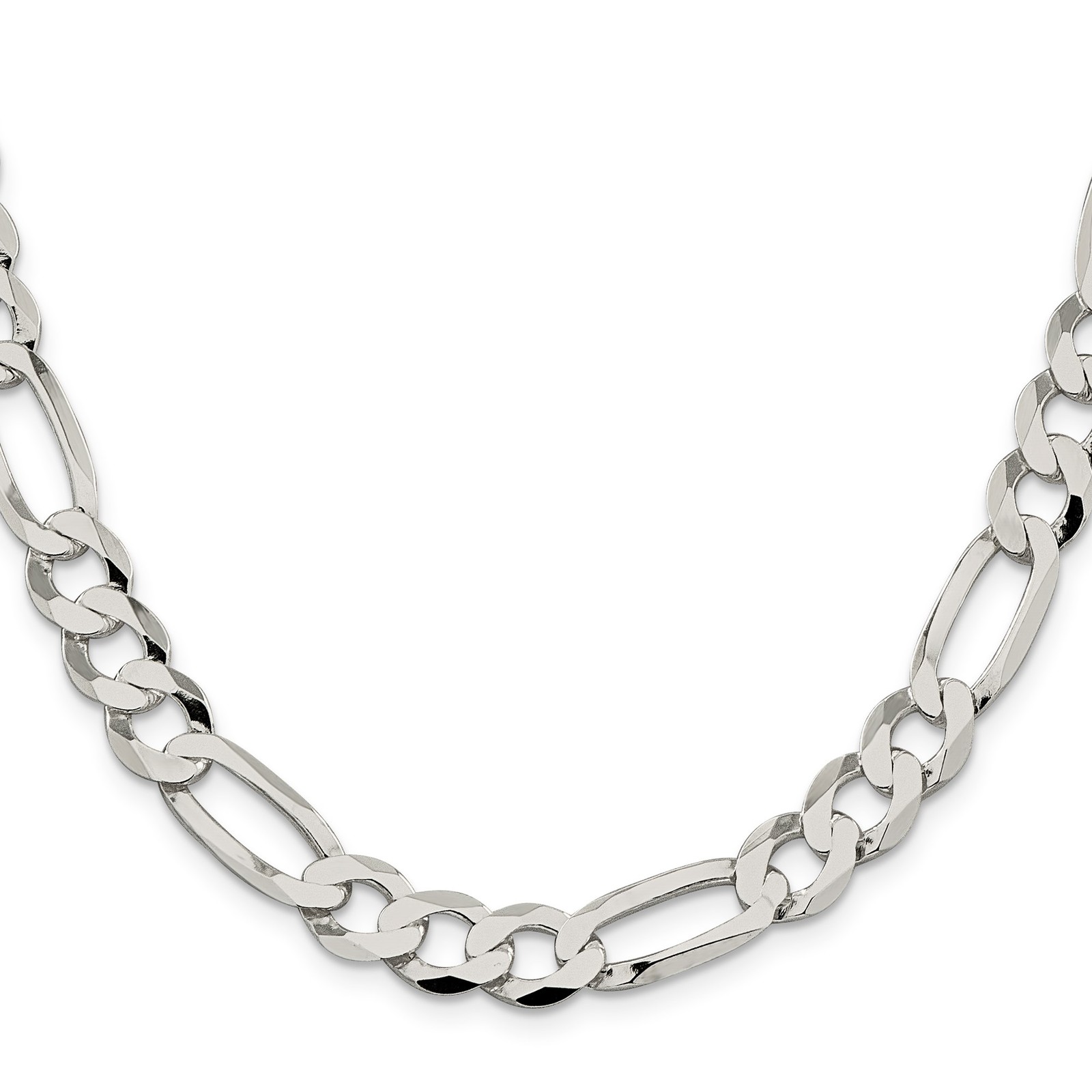 925 Sterling Silver 9.5mm Figaro Chain Necklace 20 Inch Mens Womens