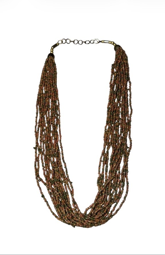 Vintage gemstone multi -strand beaded necklace bohemian style.