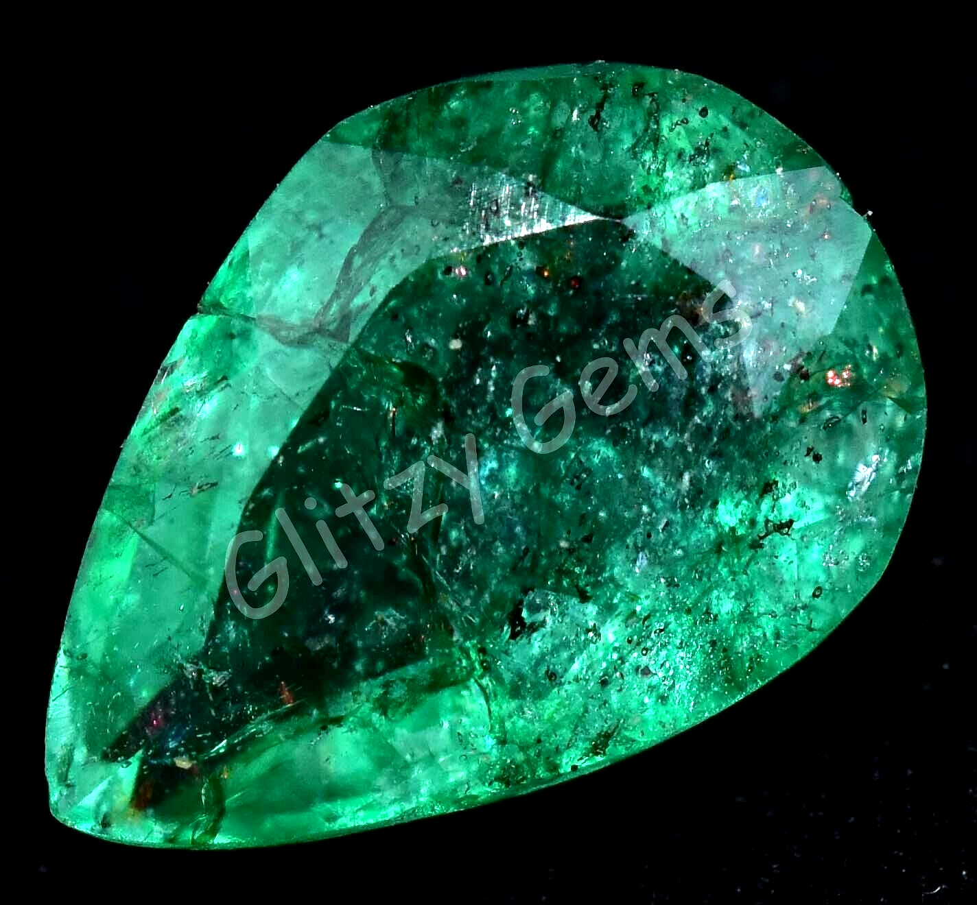 11.40 Ct Natural Green Colombian Emerald Pear Certified Rare Loose Gemstone