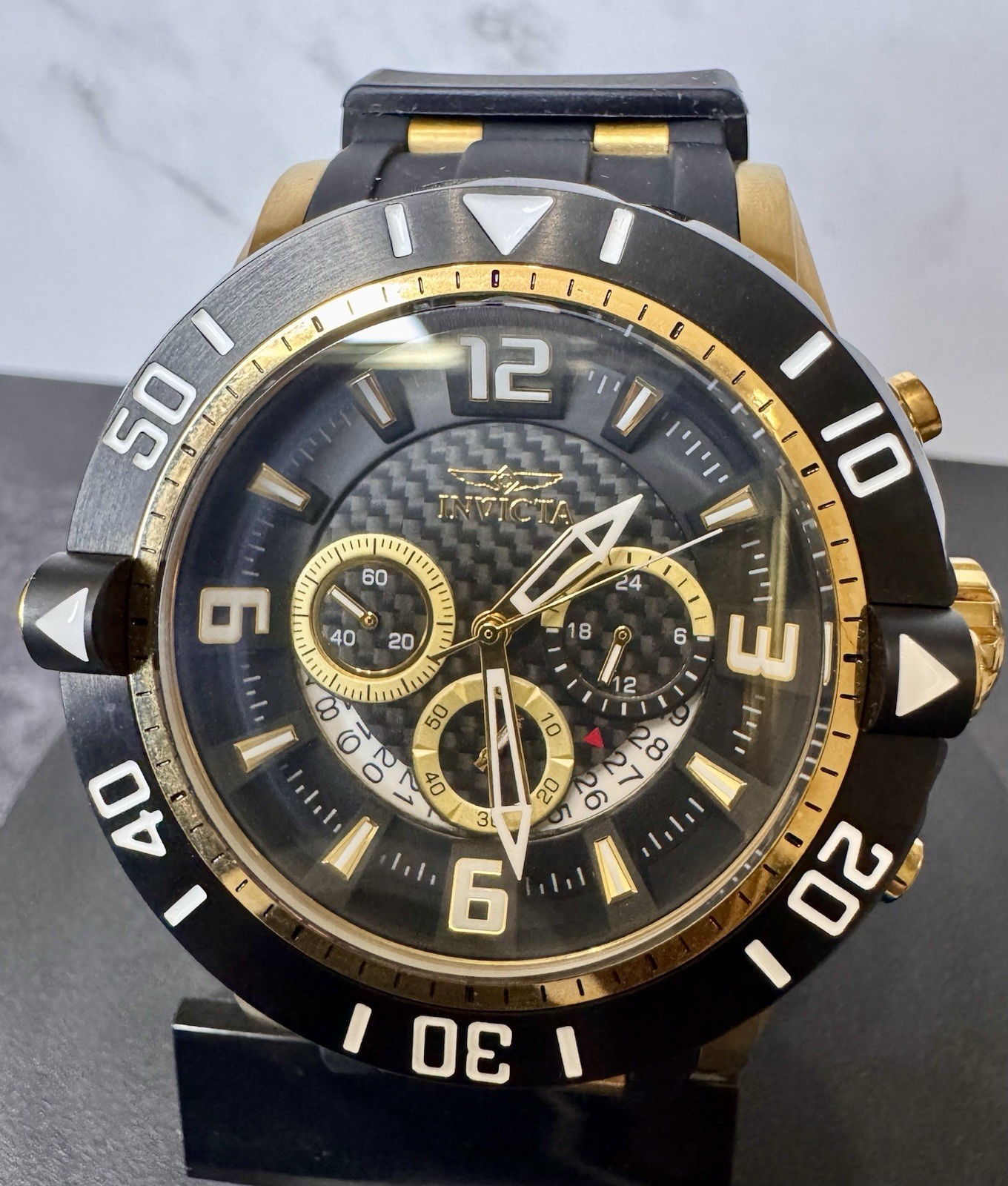 Invicta Pro Diver 23702 Men’s 50mm Chronograph Gold Black Carbon Fiber Watch