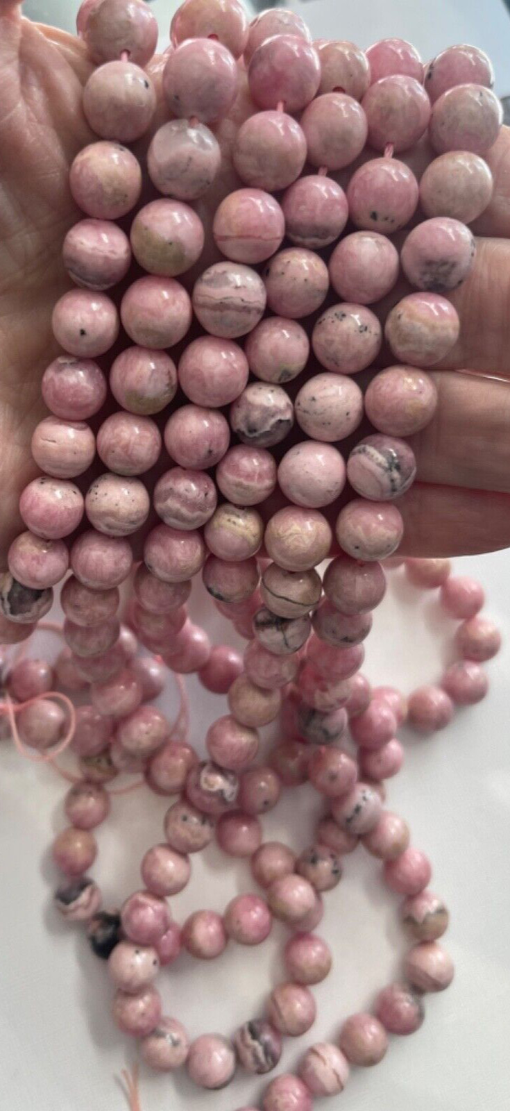 GENUINE ROUND SMOOTH 10 MM RHODOCHROSITE BEAD STRAND 15.5 ” BELOW WHOLESALE!!!