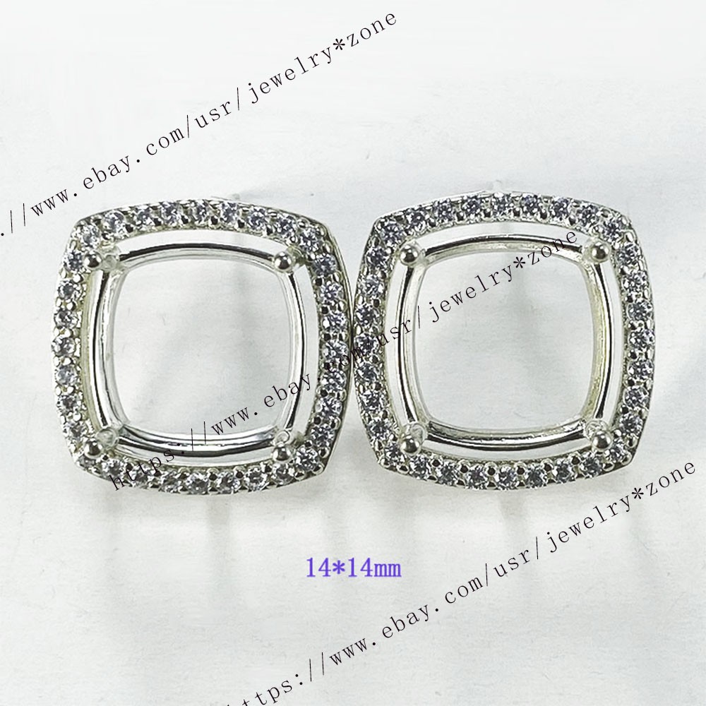 Pre Notched Sterling Silver Earrings Cushion 4x4mm to 14x14mm Semi Mount Dangle