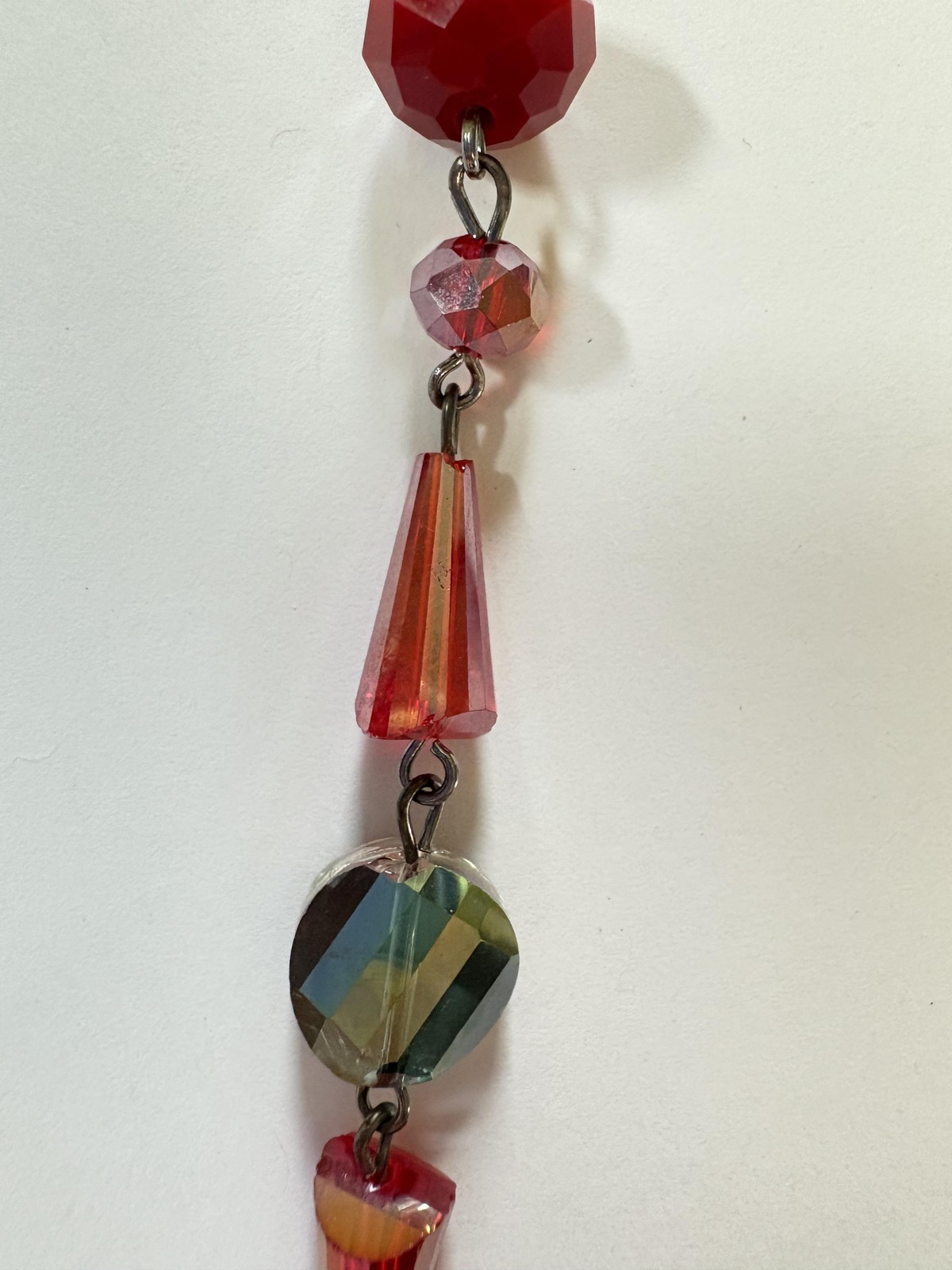 hildie & jo Glass Beads Strand Red Mixed Shapes Faceted Jewelry Making DIY Craft