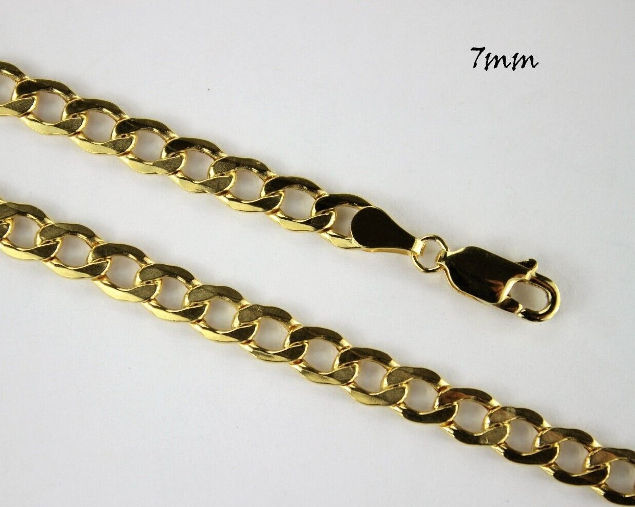 10K Yellow Gold 2mm-7mm Curb Cuban Chain Link Necklace Bracelet 7″ – 30″ Hollow