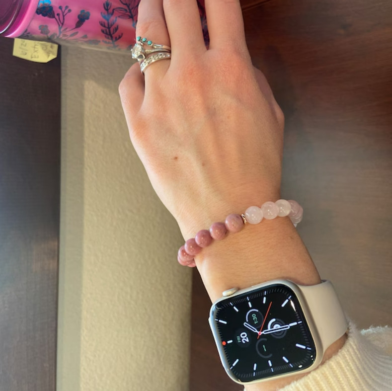 Rose Quartz & Rhodonite Gemstone Beads Healing Women Bracelet for Self Love Gift