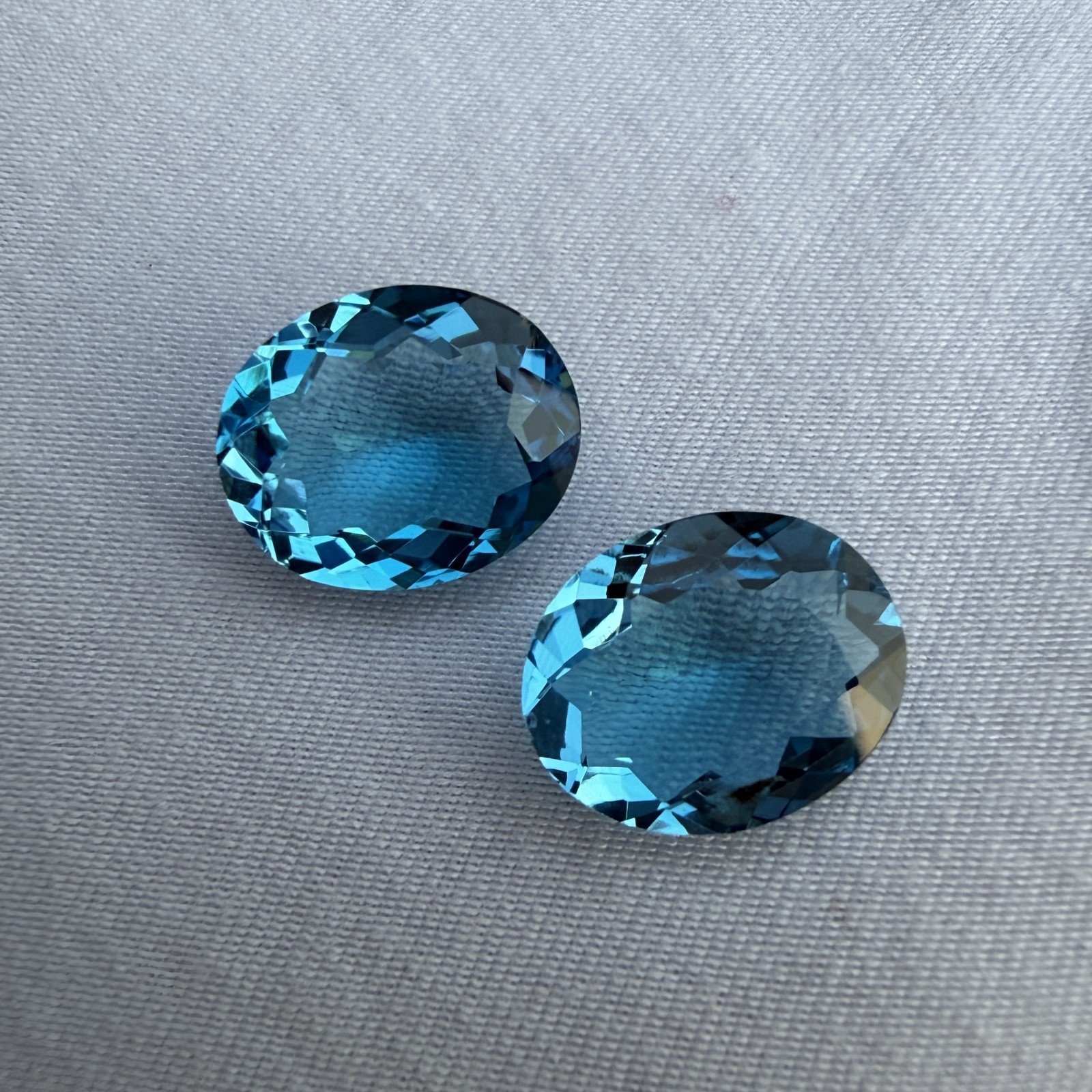 Oval Cut Natural Swiss Blue Topaz Pair, Certified Gemstone, Weight: 10.35 Carats