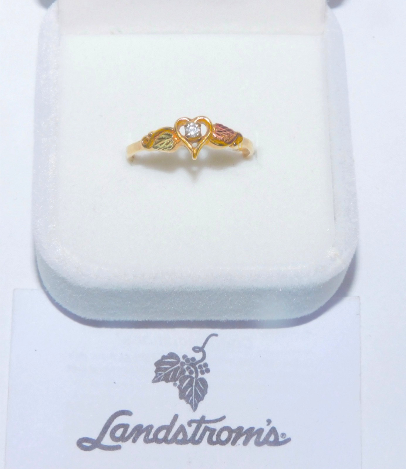 Black Hills Gold 10k Landstrom’s Diamond Ring Size 7 3/4