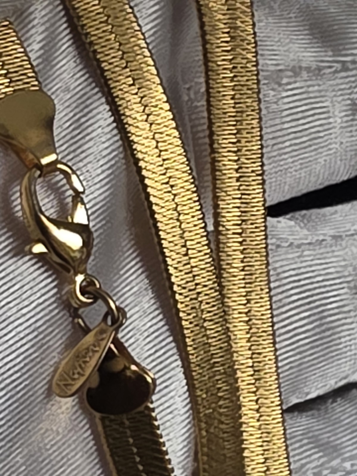 Vintage Napier Goldtone Herringbone Signed Necklace 28 In