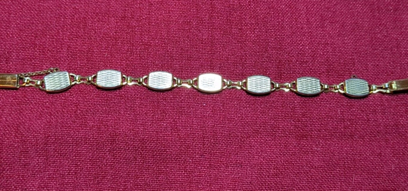 Vintage Midas “ia” Damascene Link Bracelet Black Gold Geometric Toledo Spain 7″