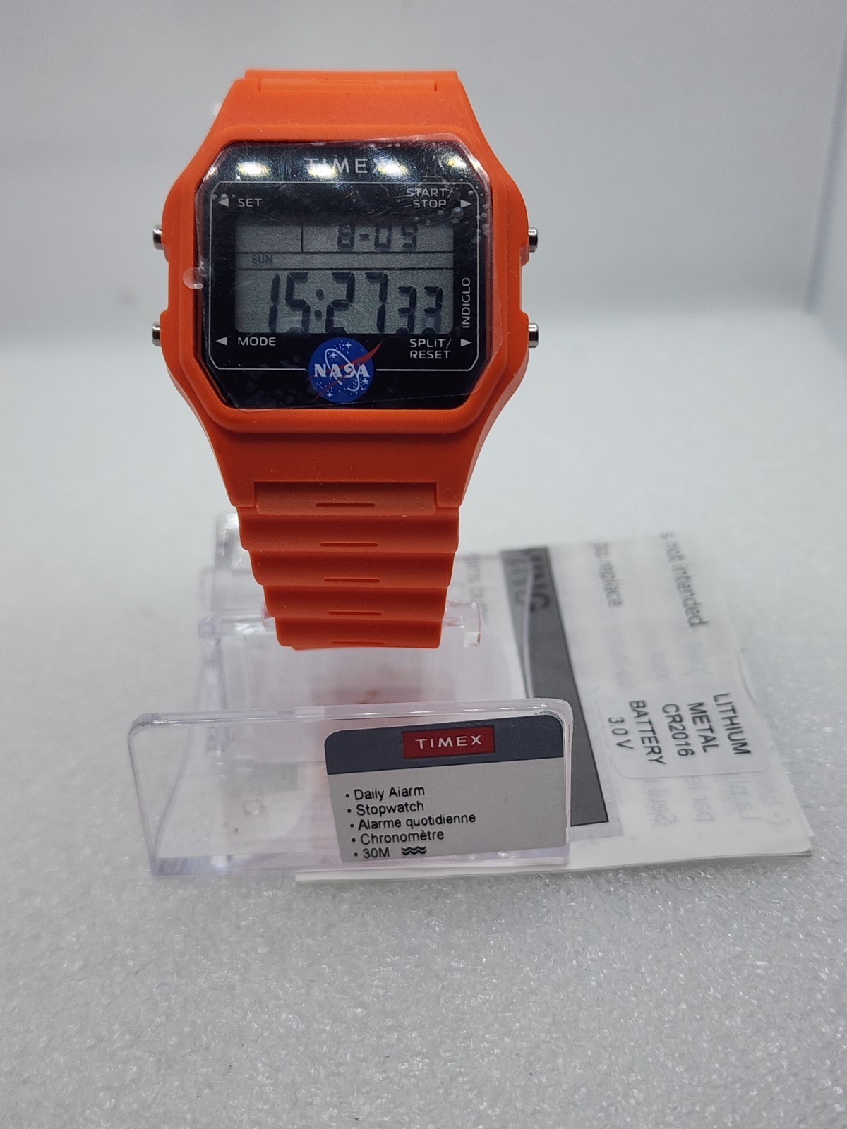 Timex x NASA Artemis Lunar Orange 36mm TW2Y13300 Digital Indiglo Space SAR Watch