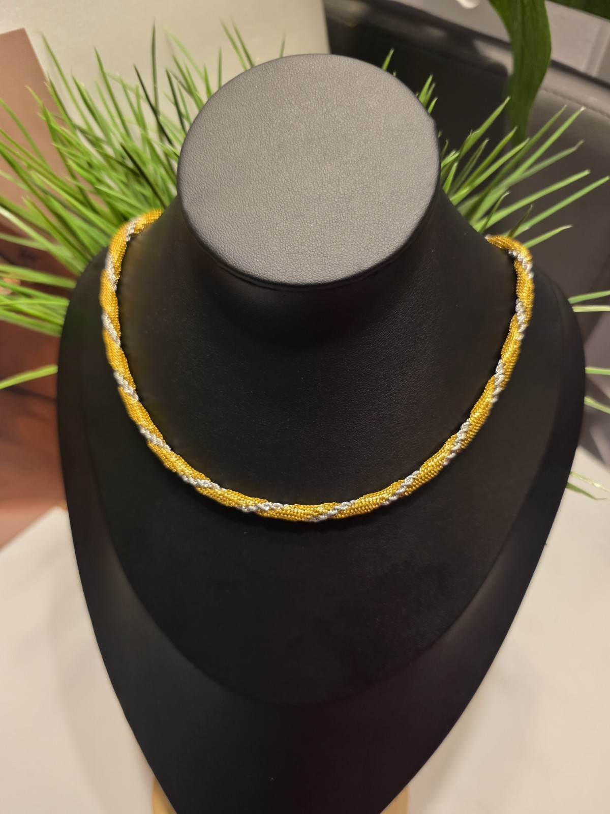 Gold & Silver Tone Metal Rope Chain Necklace, Lobster Clasp, No Stone