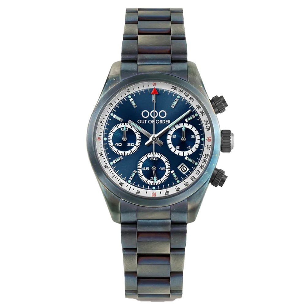Out of Order SPORTY Chrono Hybrid Mechanical Quartz Blue Steel Date Men’s Watch