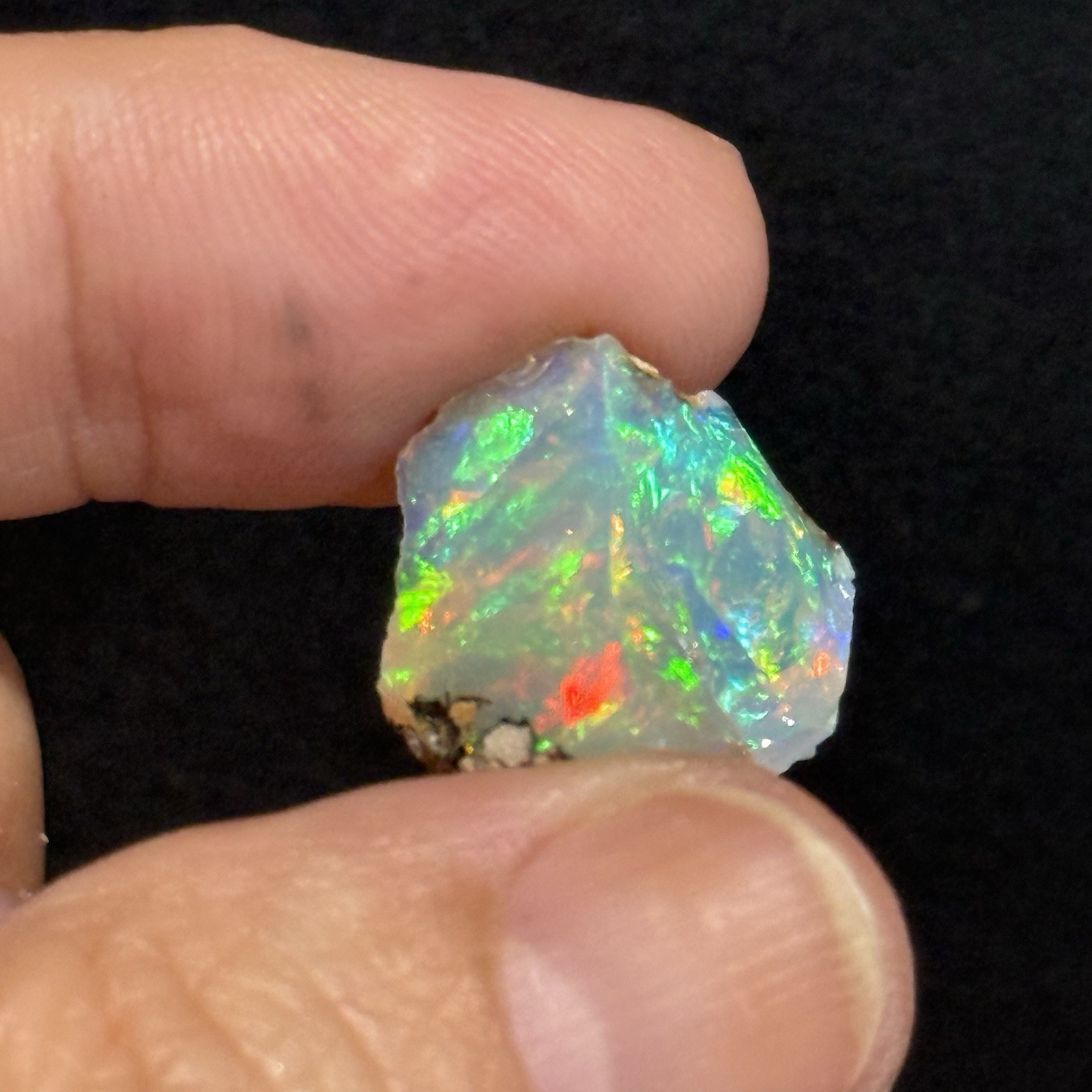 10.95ct 16.3×15.2mm Colorful Ethiopian Welo Opal Rough Rock Gem Wire Wrapping