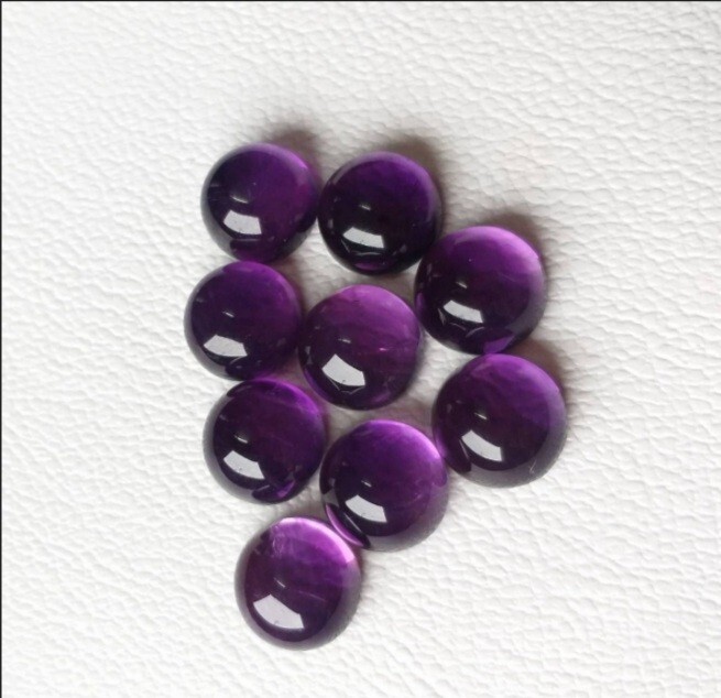Natural Purple Amethyst Round Shape Cabochon Gemstone for Jewelry Like Rings,